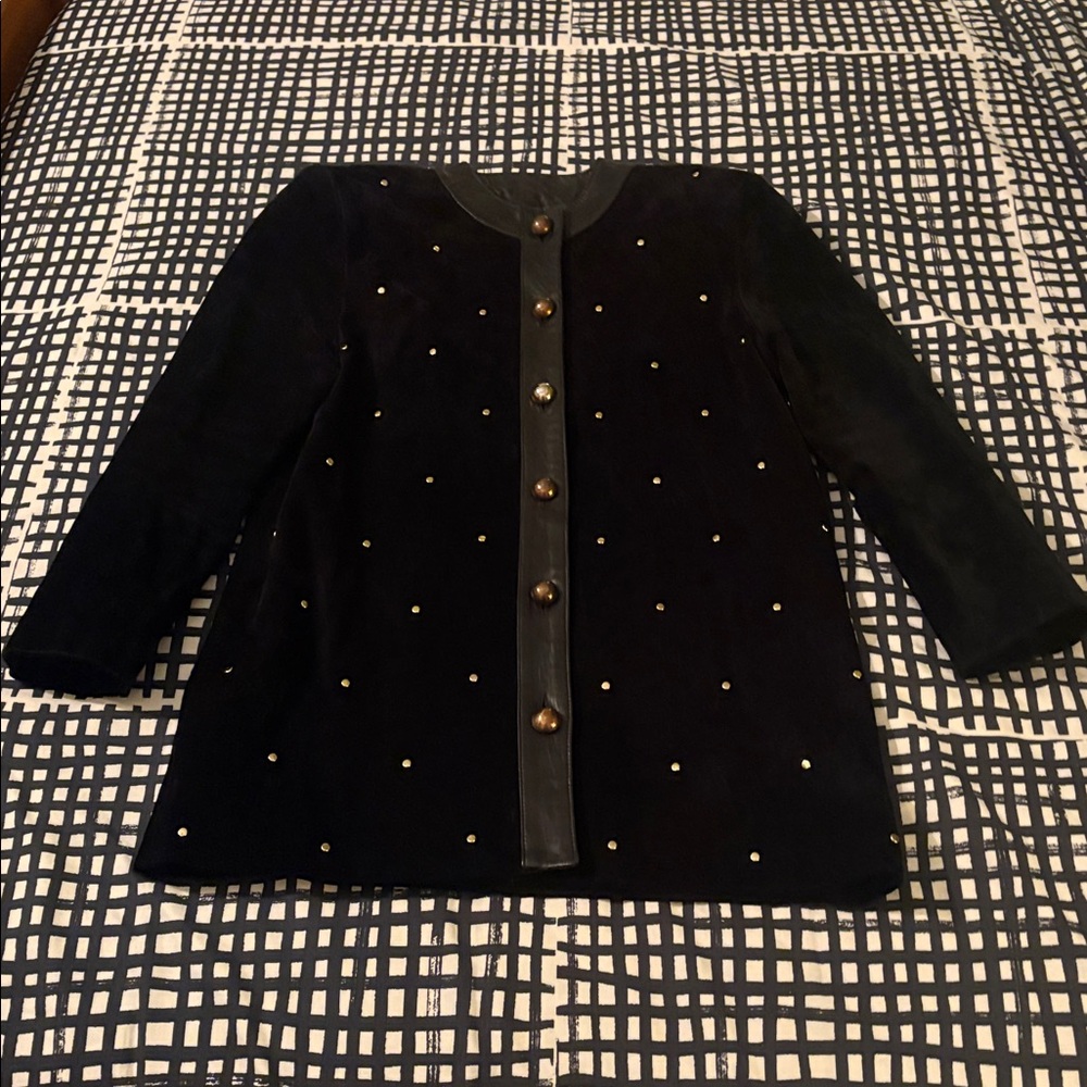 Vintage Danier Black Women's Blazer with Gold Studs Size S/P